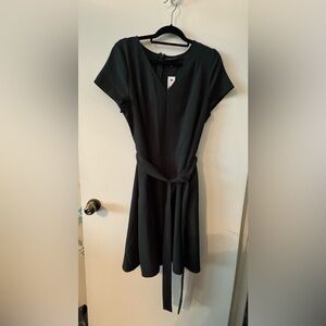 Lane Bryant Green A-Line Midi Dress with Flutter Cap Sleeves